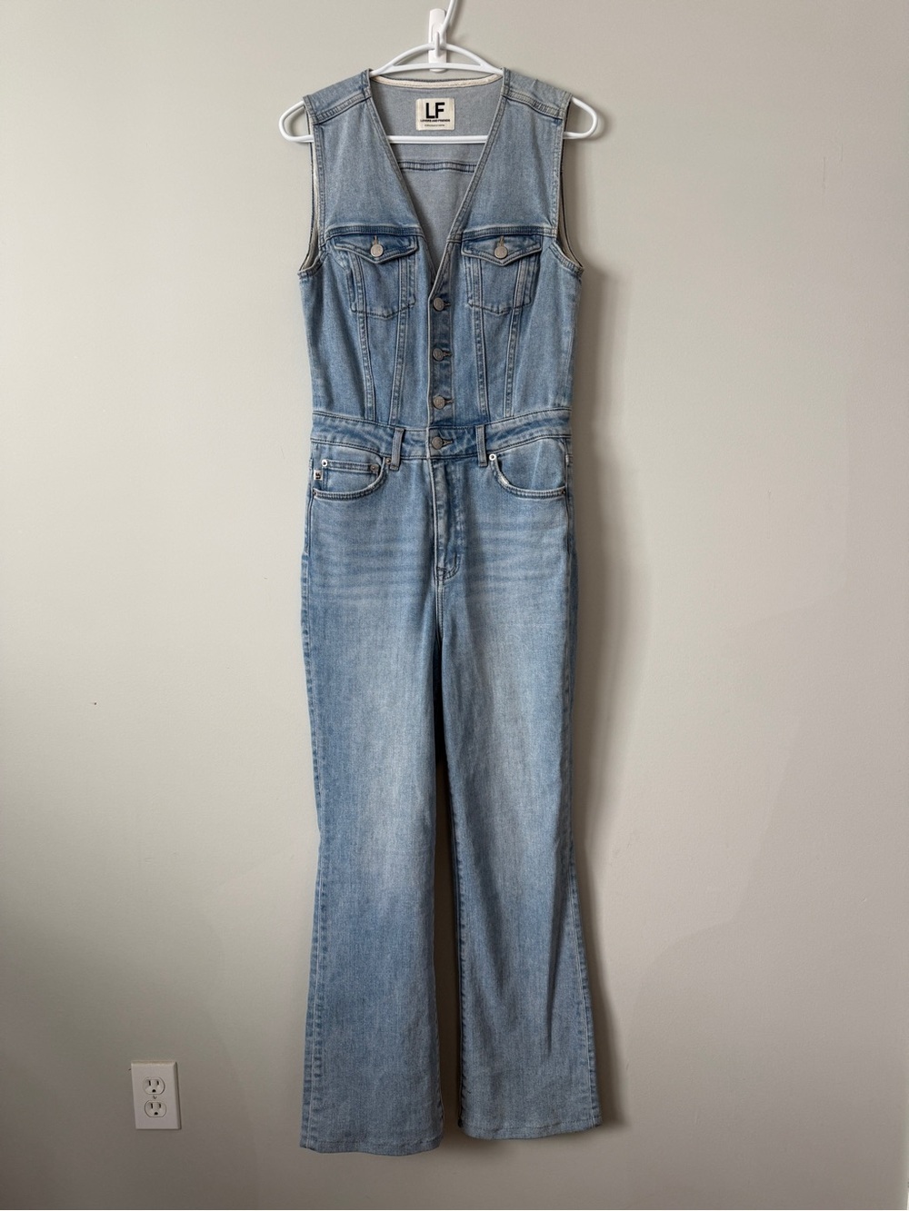 Lovers + Friends Revolve Denim Sleeveless Fit and Flare Jumpsuit Women’s Small